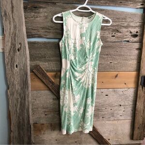 White/green fitted, sleeveless dress size 2